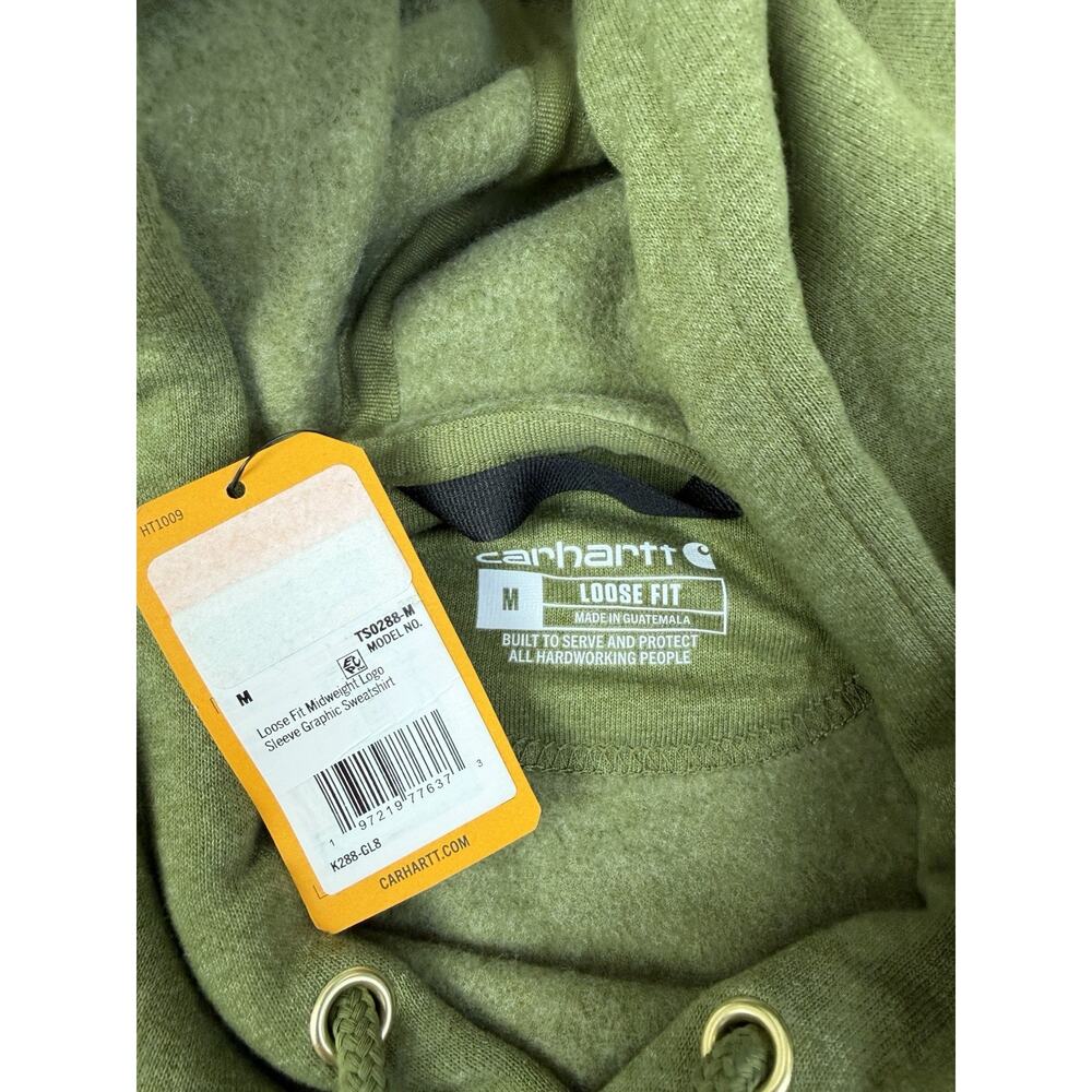 NWT Carhartt K288 Men’s Medium Olive Green Loose Fit Logo Hoodie - Picture 4 of 7